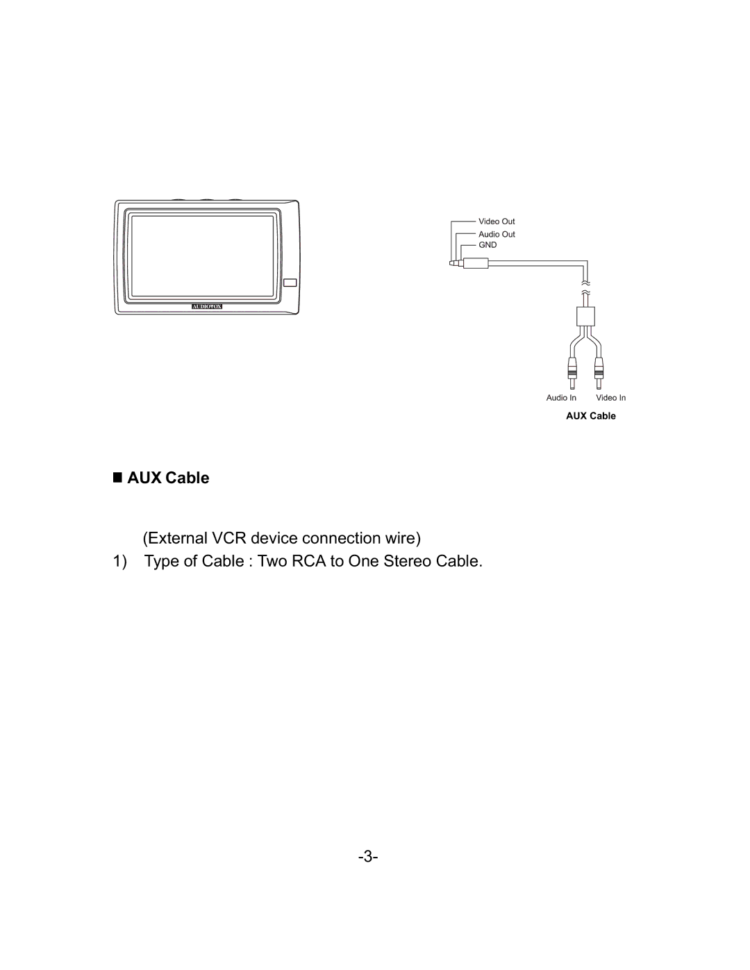 Audiovox LCM58N, LCM5N operation manual AUX Cable 