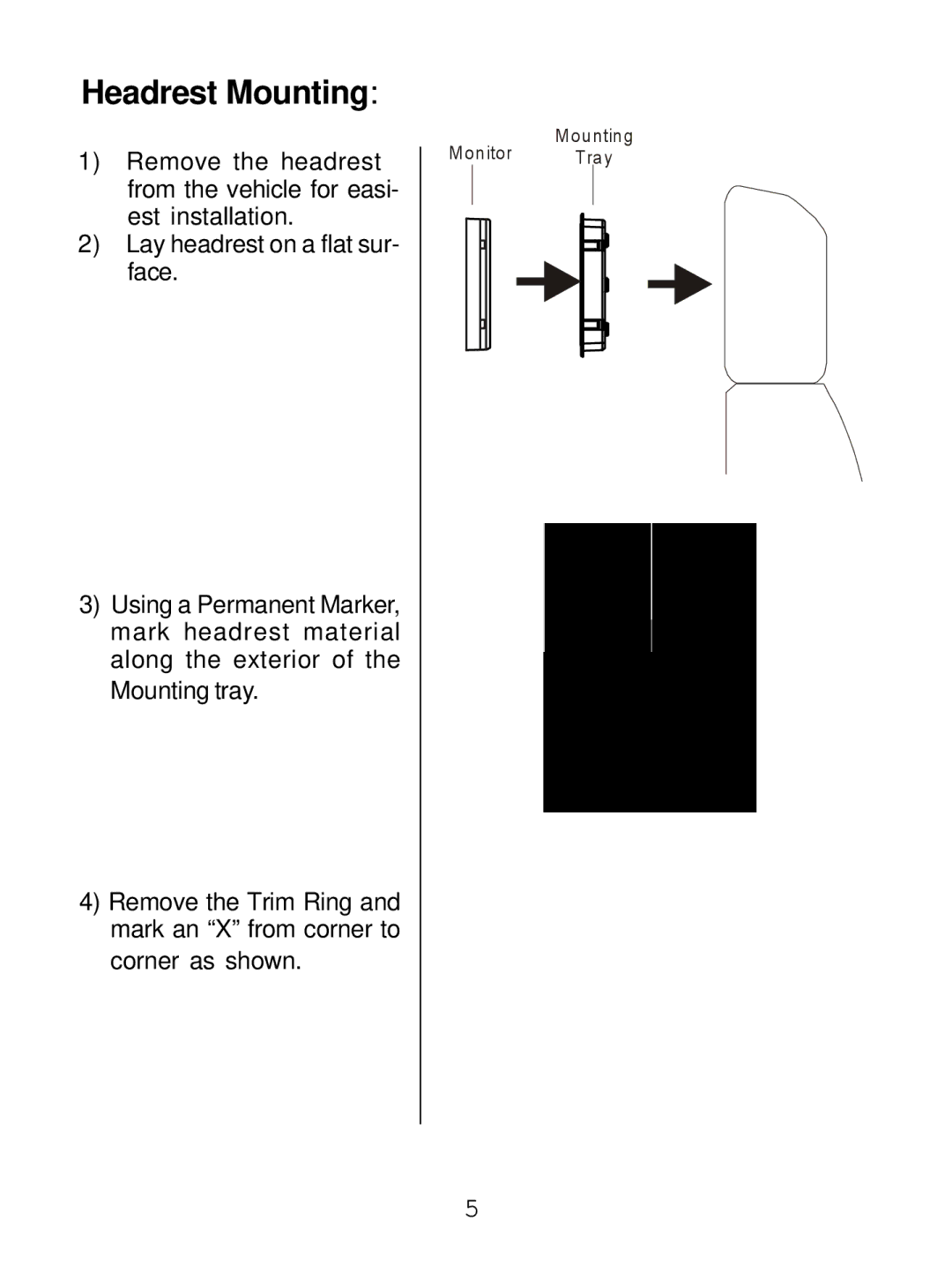 Audiovox MM530 manual Headrest Mounting 