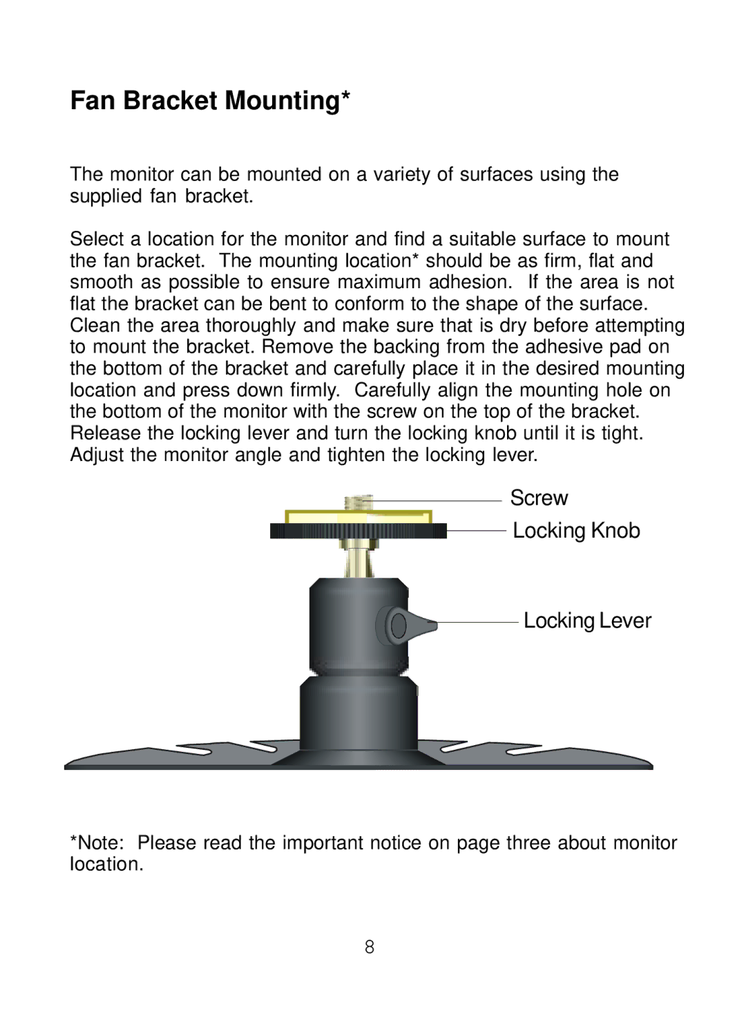 Audiovox MM530 manual Fan Bracket Mounting 