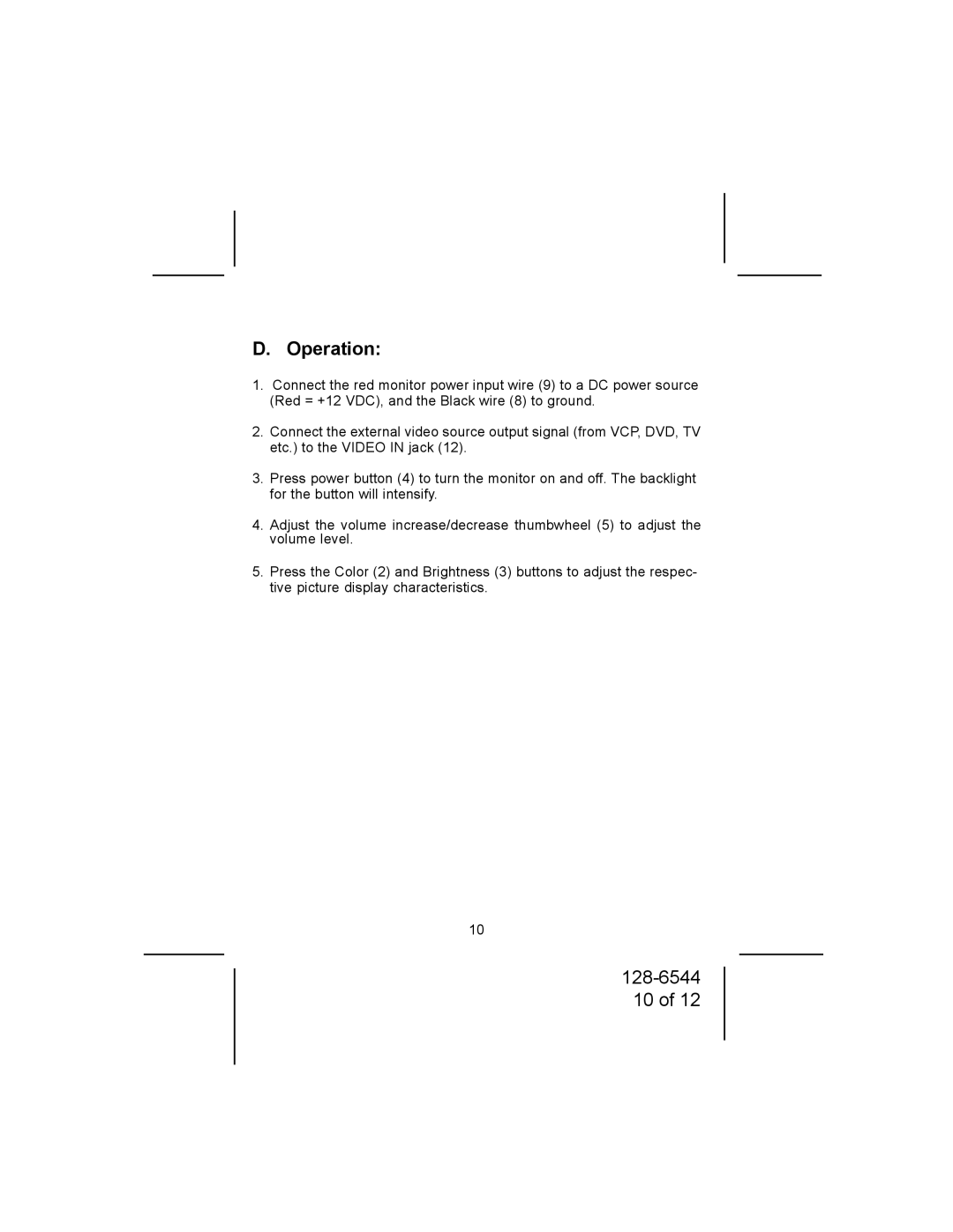 Audiovox MM56A owner manual Operation 