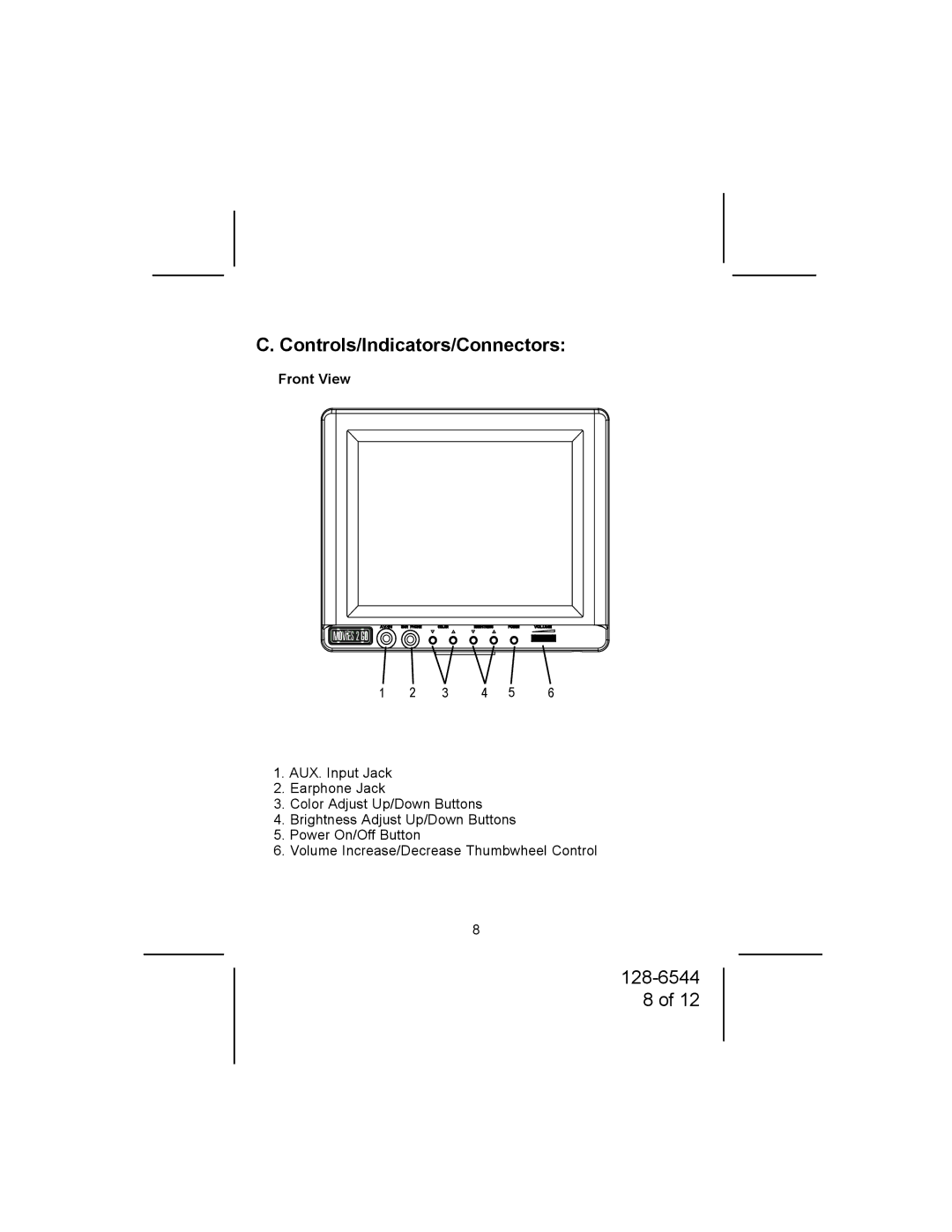 Audiovox MM56A owner manual Controls/Indicators/Connectors, Front View 