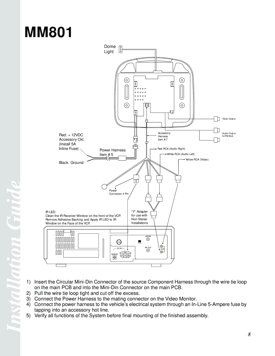 Audiovox MM801 manual Installation 