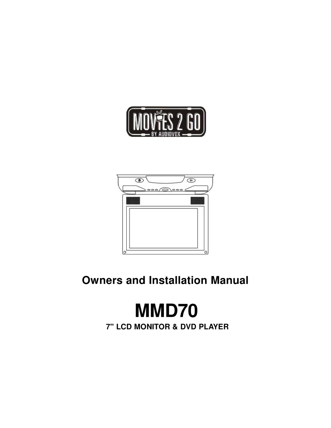 Audiovox MMD 70 installation manual MMD70 