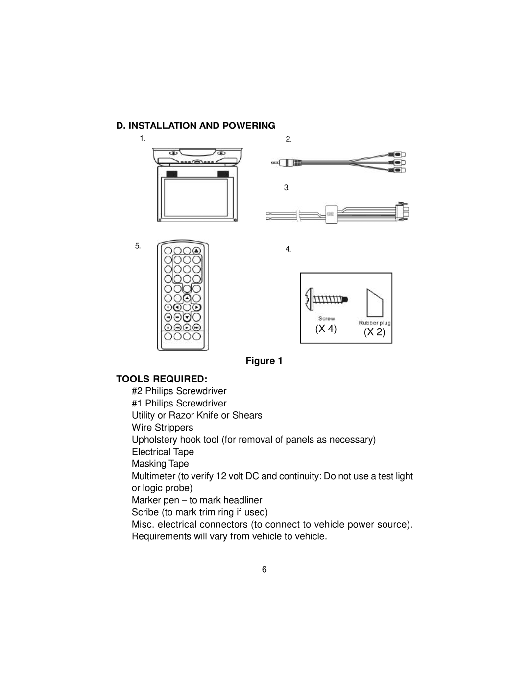 Audiovox MMD 70 installation manual Installation and Powering Tools Required 