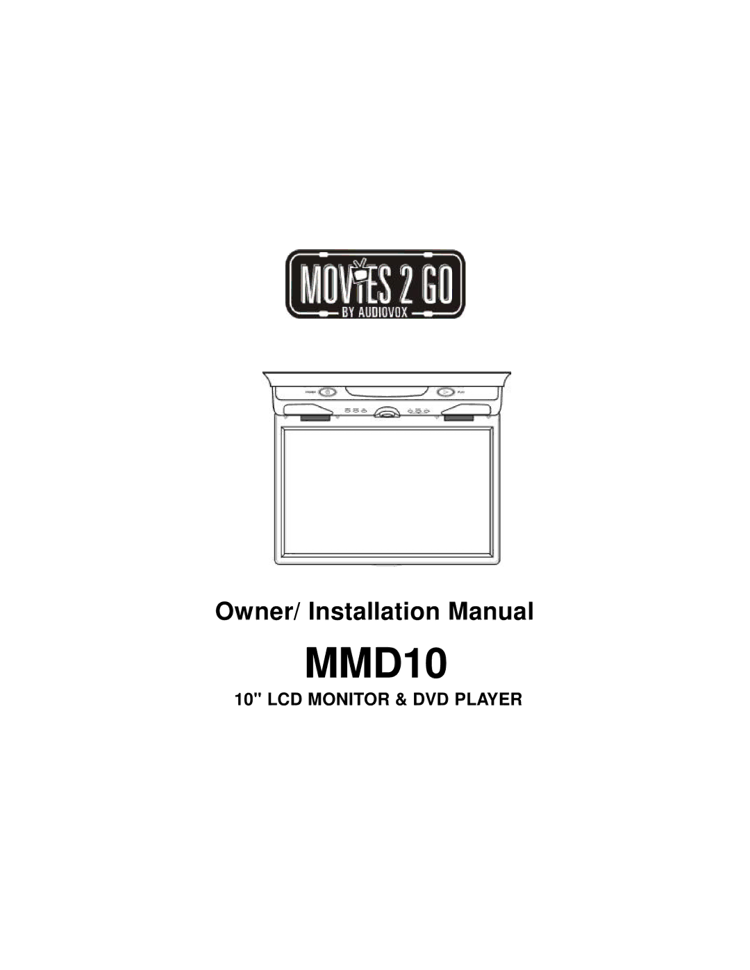 Audiovox MMD10 installation manual 