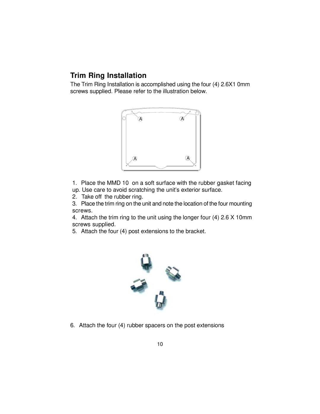 Audiovox MMD10 installation manual Trim Ring Installation 
