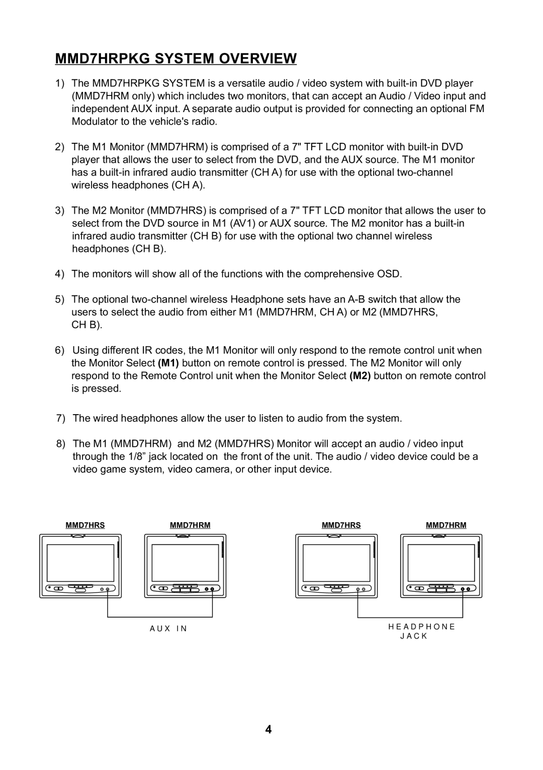 Audiovox manual MMD7HRPKG System Overview 