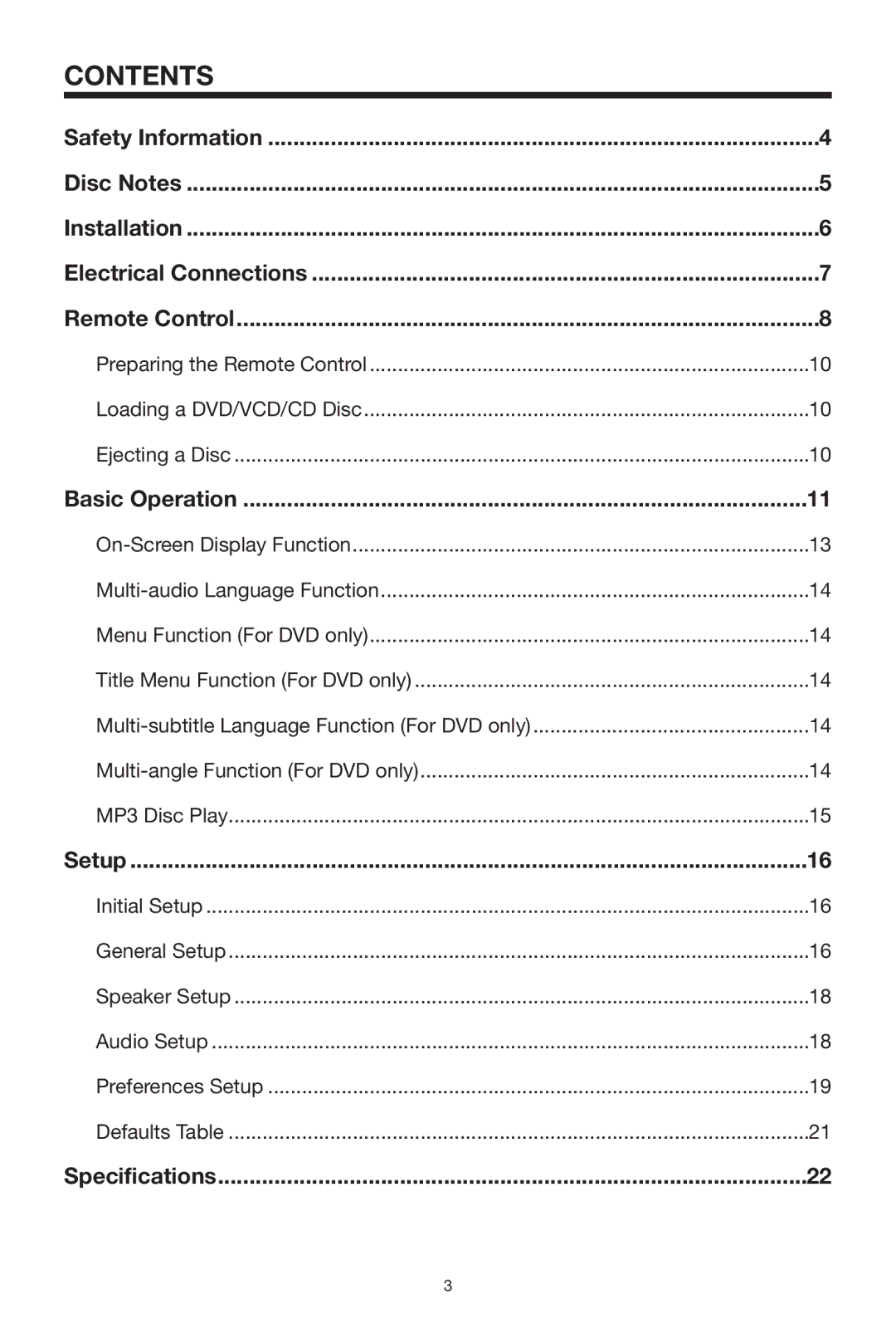 Audiovox MMDV2 owner manual Contents 