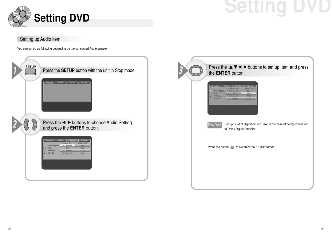 Audiovox MMDV4 owner manual Setting up Audio item 