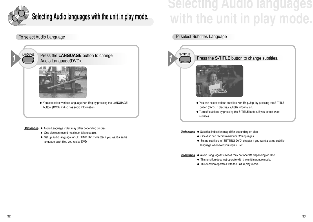 Audiovox MMDV4 Selecting Audio languages with the unit in play mode, To select Audio Language, Audio LanguageDVD 