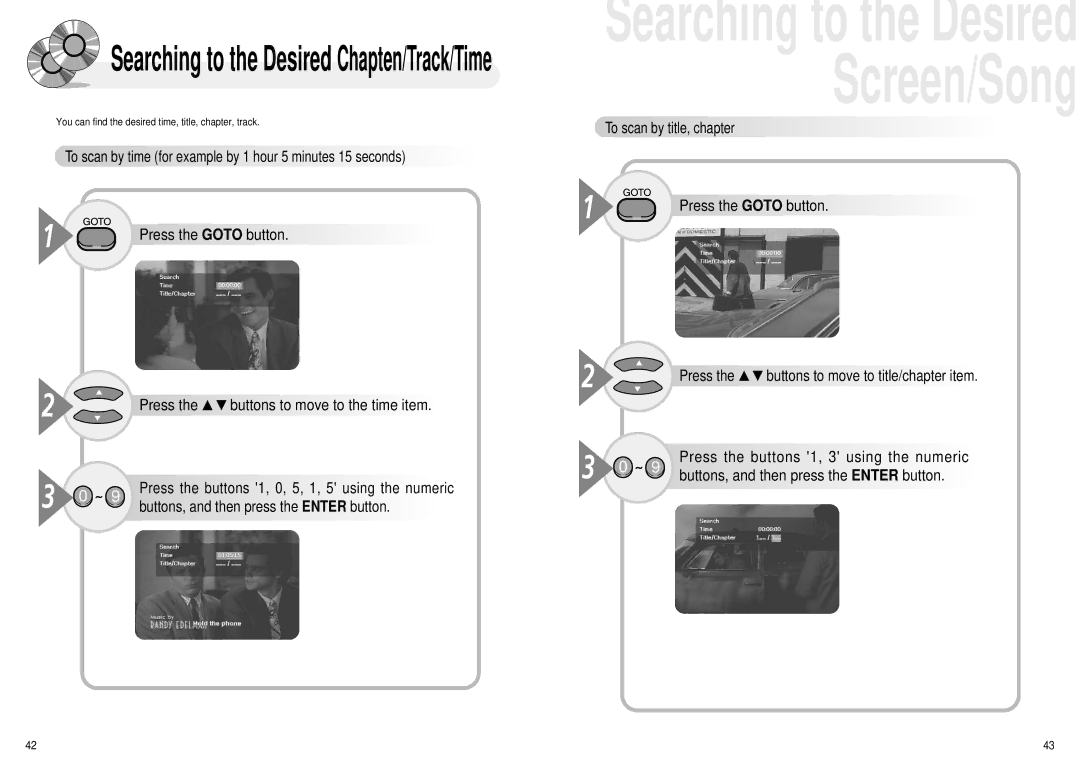 Audiovox MMDV4 owner manual Searching to the Desired Screen/Song 