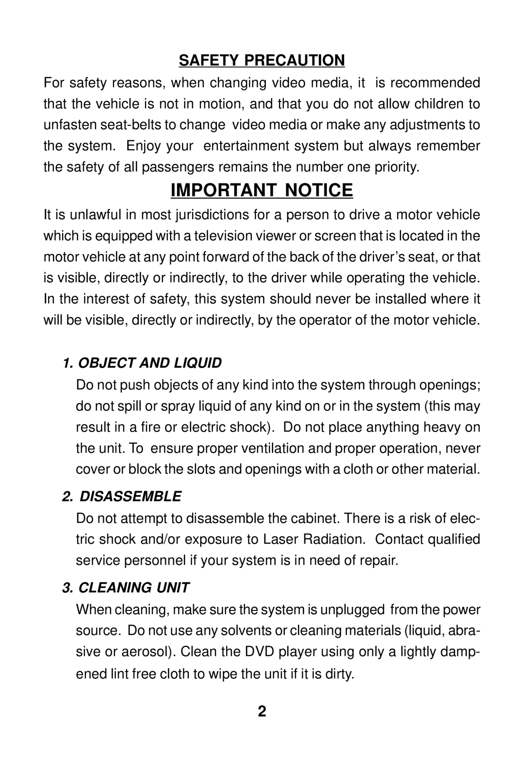 Audiovox MMH56 owner manual Important Notice 