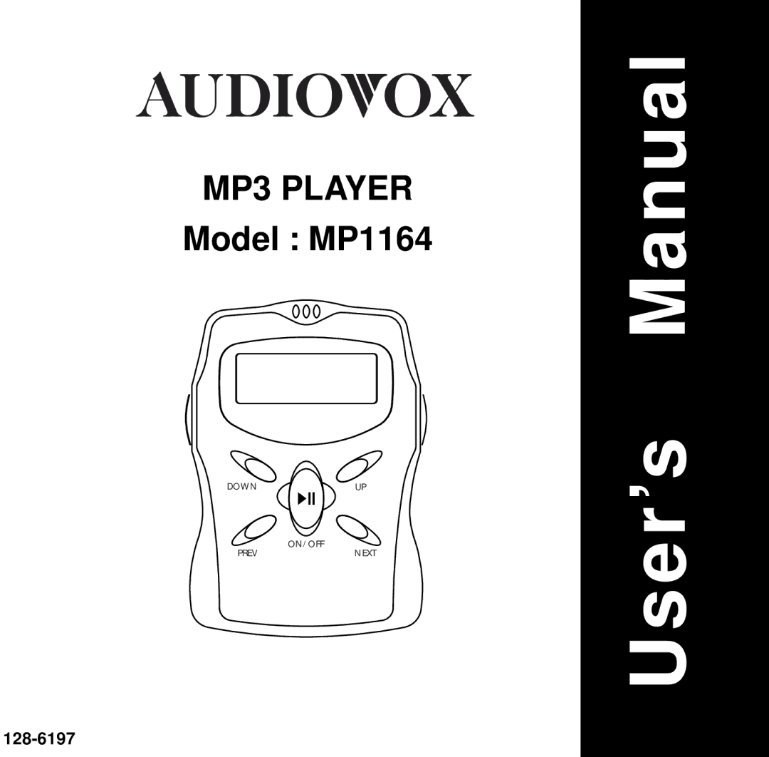 Audiovox MP1164 user manual User’s Manual 