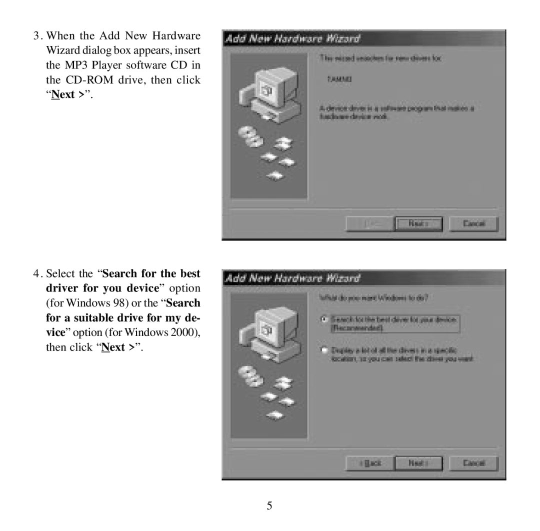 Audiovox MP1164 user manual For a suitable drive for my de 