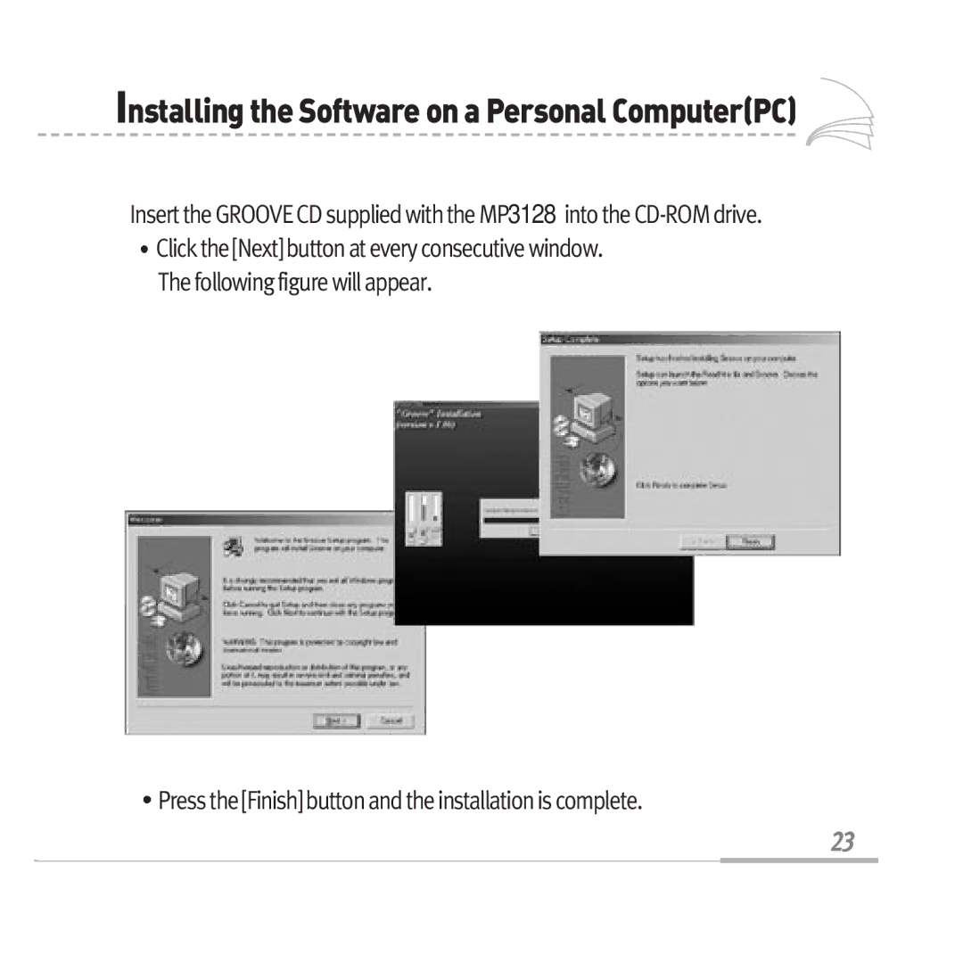 Audiovox MP3128 manual InstallingtheSoftwareonaPersonalComputerPC 