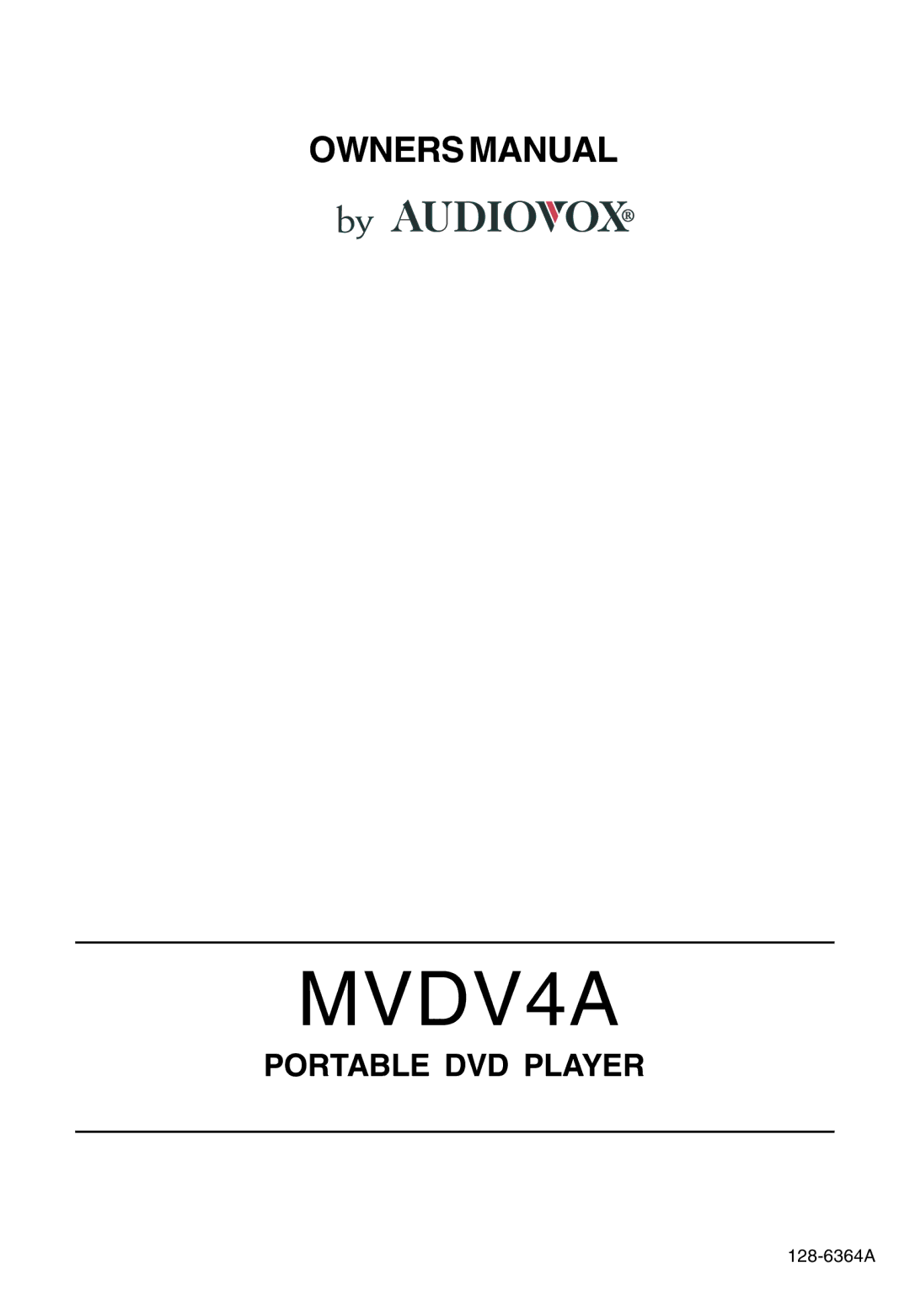 Audiovox MVDV4A owner manual 