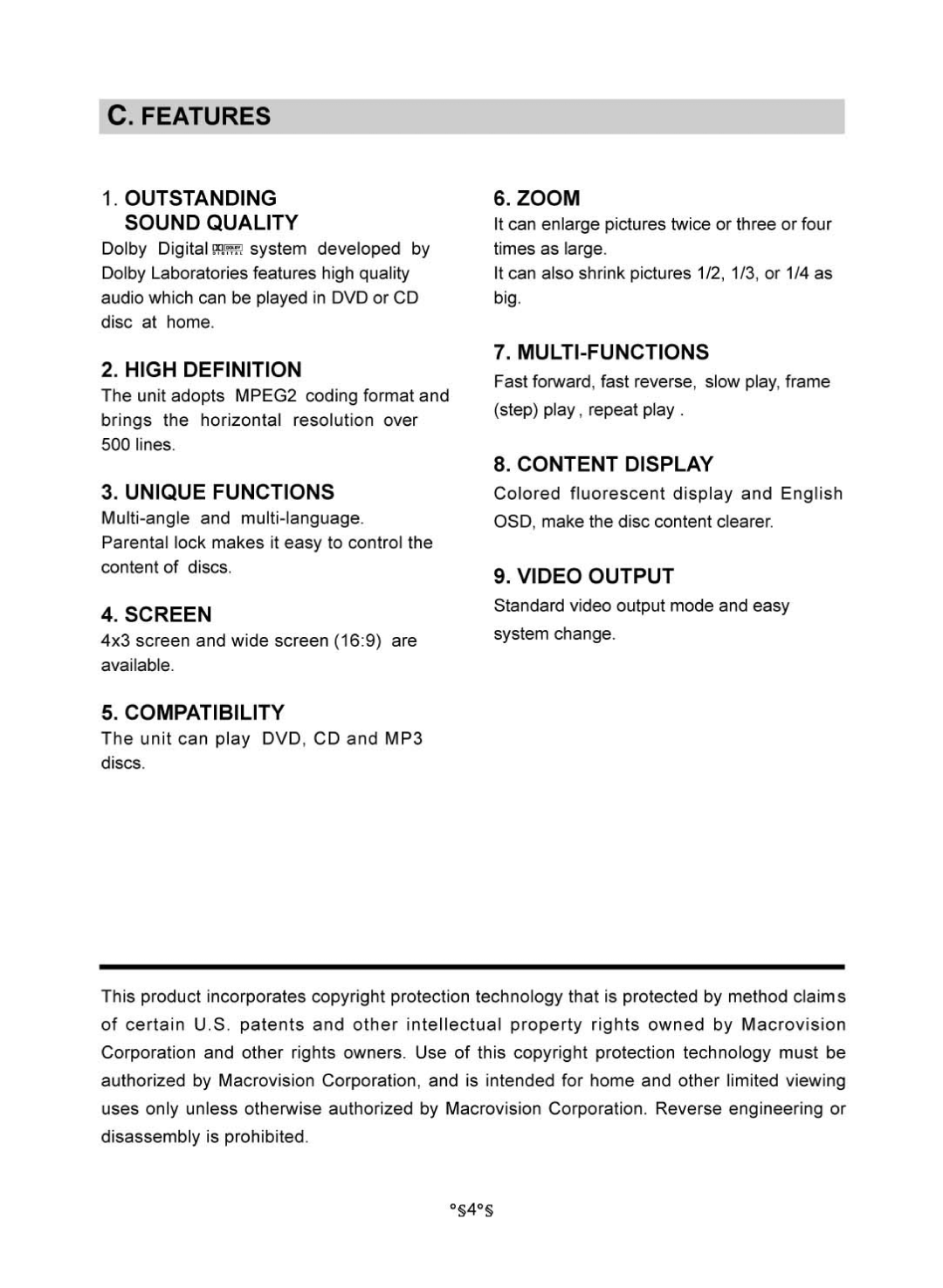 Audiovox MVDV4A owner manual 