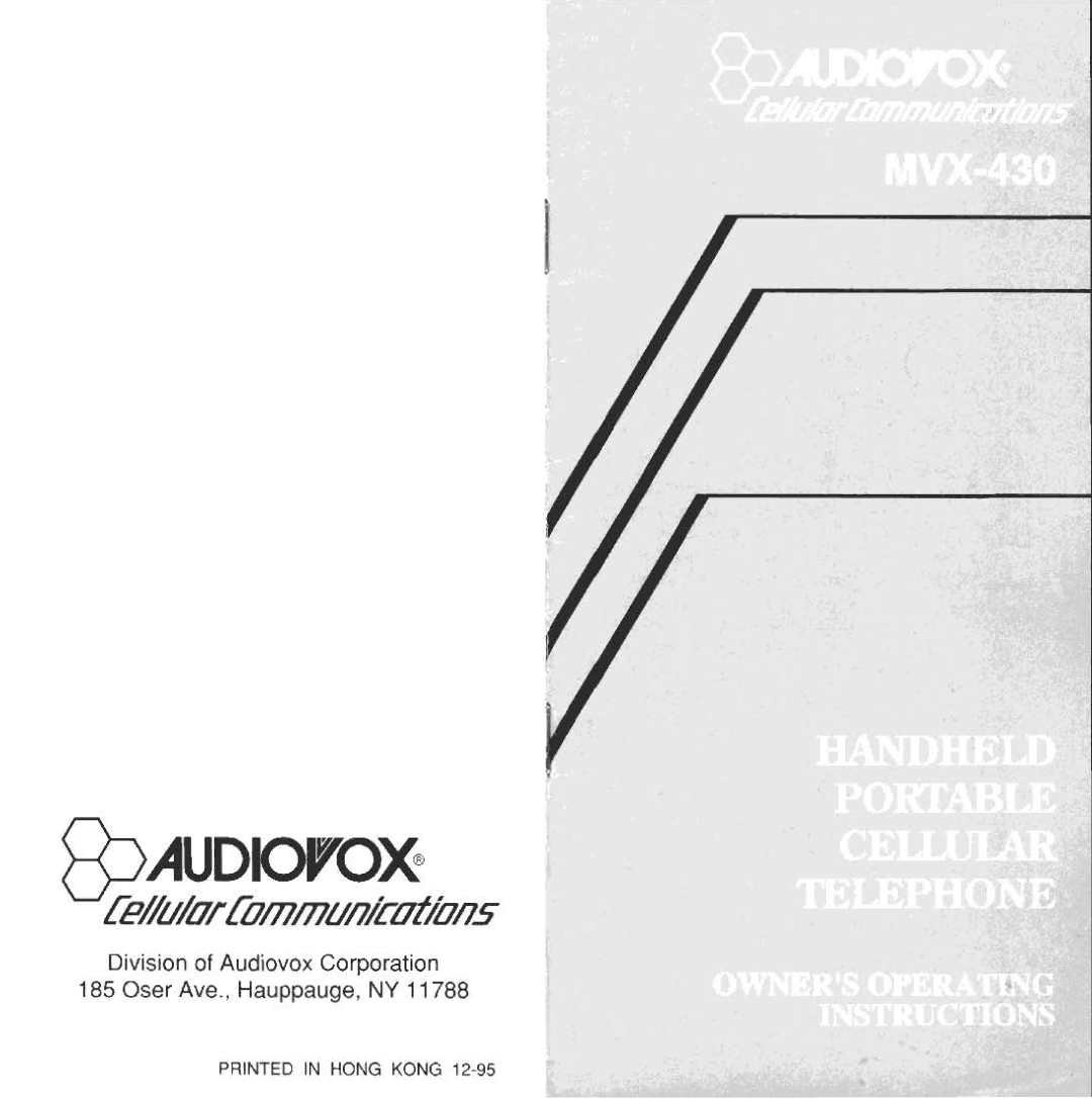 Audiovox MVX-430 manual 