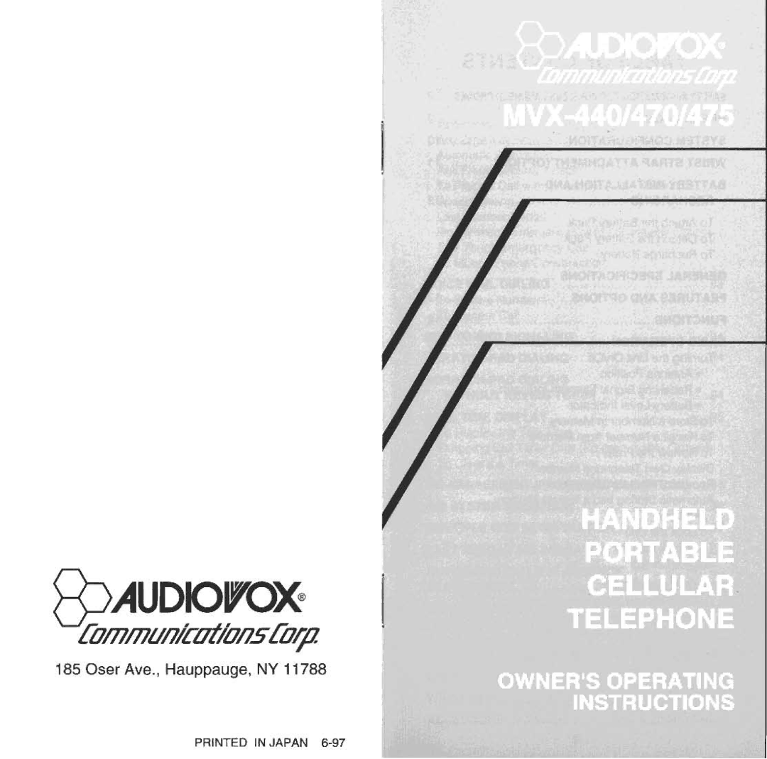 Audiovox MVX-440, MVX-470, MVX-475 manual 