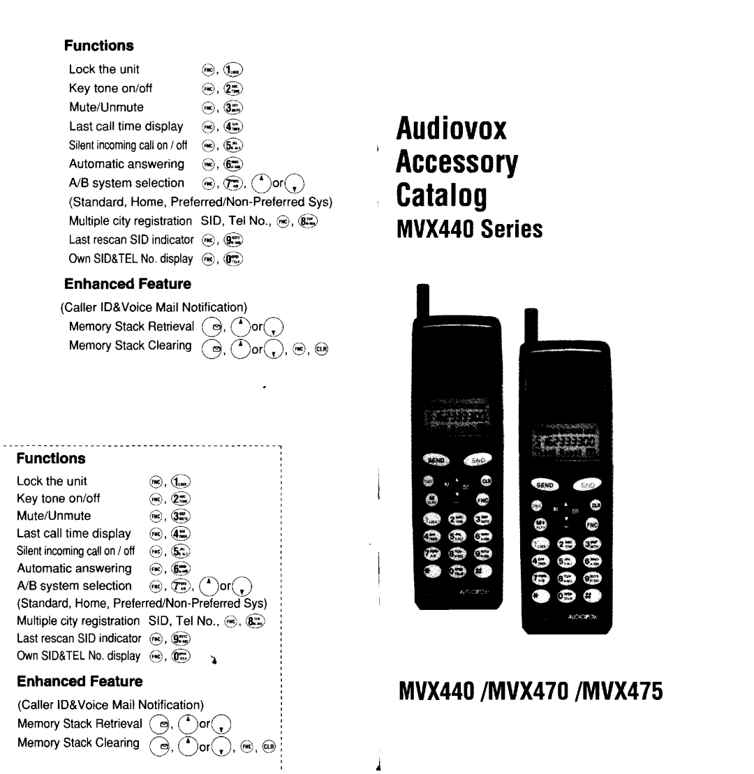 Audiovox MVX-470, MVX-440, MVX-475 manual 