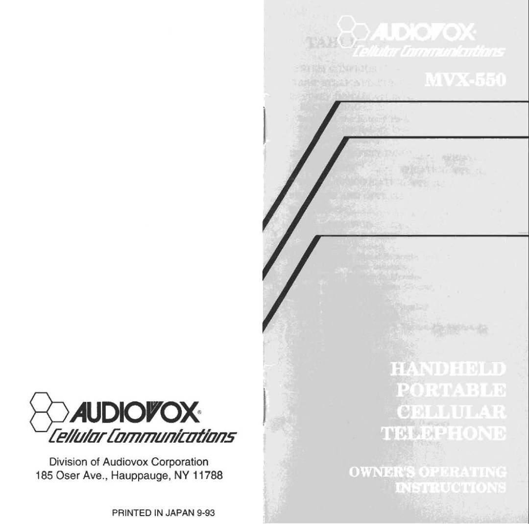 Audiovox MVX-550 manual 