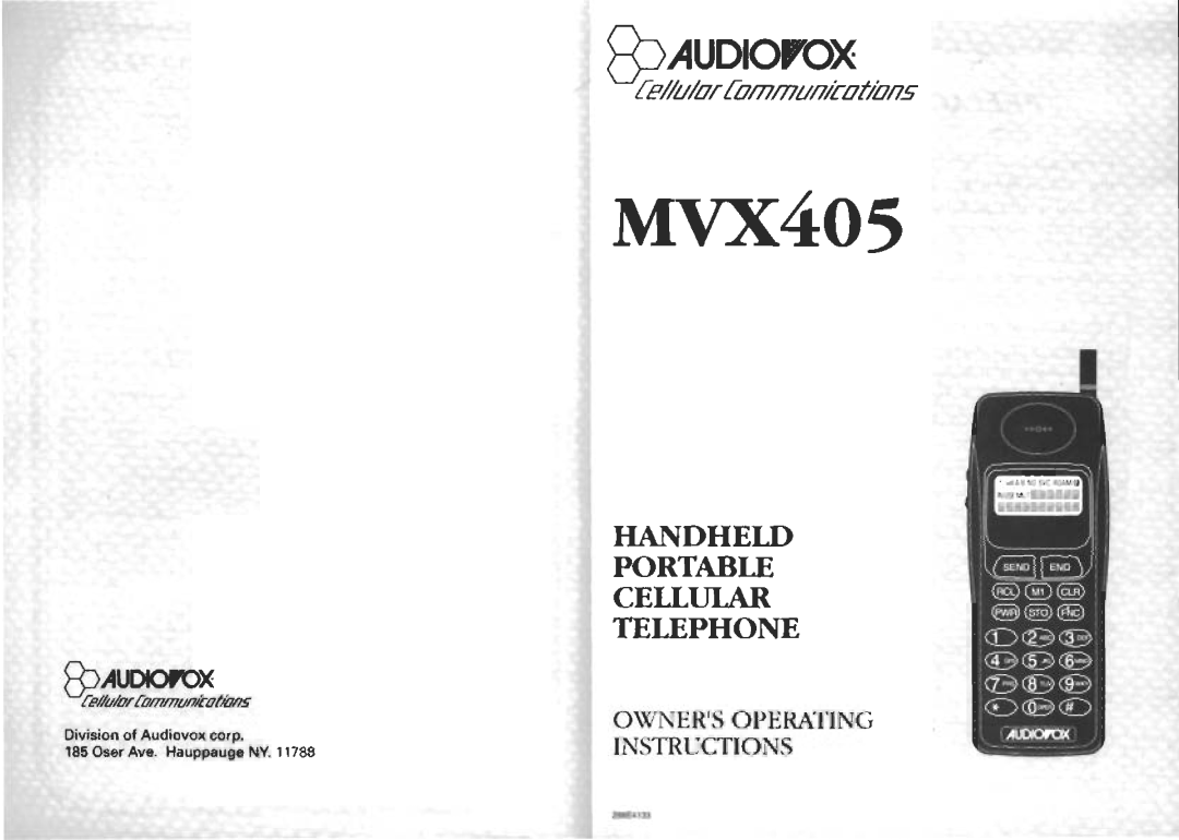Audiovox MVX405 manual 