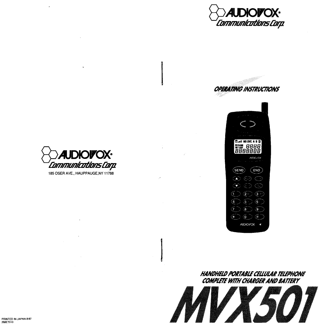 Audiovox MVX501 manual 