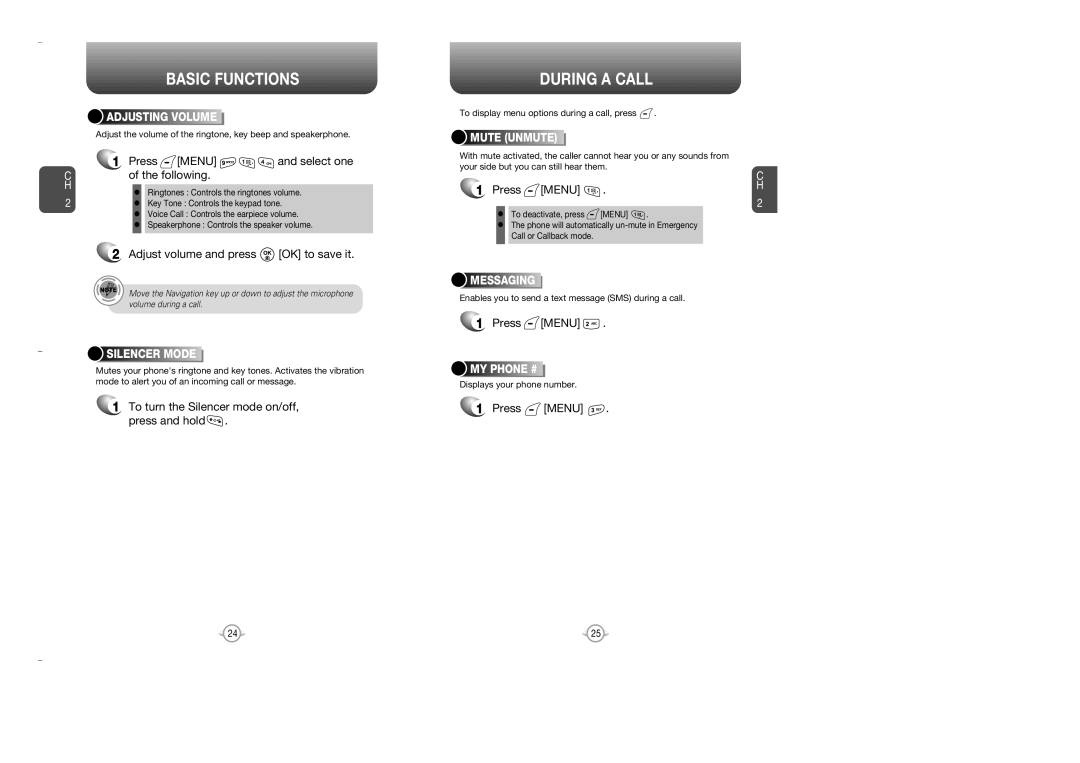 Audiovox OV7 manual During a Call, Press Menu and select one Following, Adjust volume and press OK to save it 