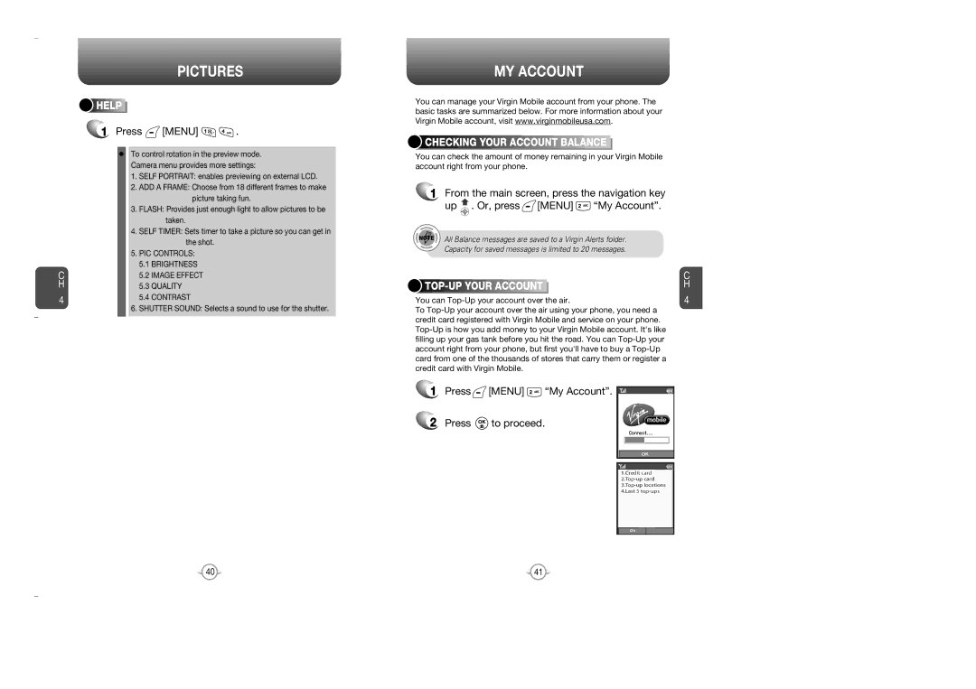 Audiovox OV7 manual MY Account, Press Menu My Account Press to proceed, Help 