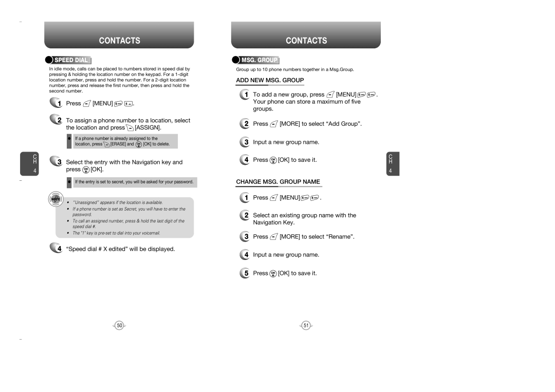 Audiovox OV7 manual Select the entry with the Navigation key Press OK, Speed dial # X edited will be displayed 