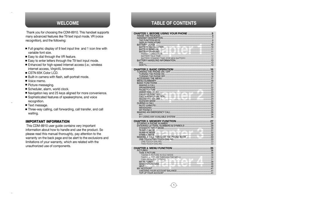 Audiovox OV7 manual Welcome, Table of Contents 