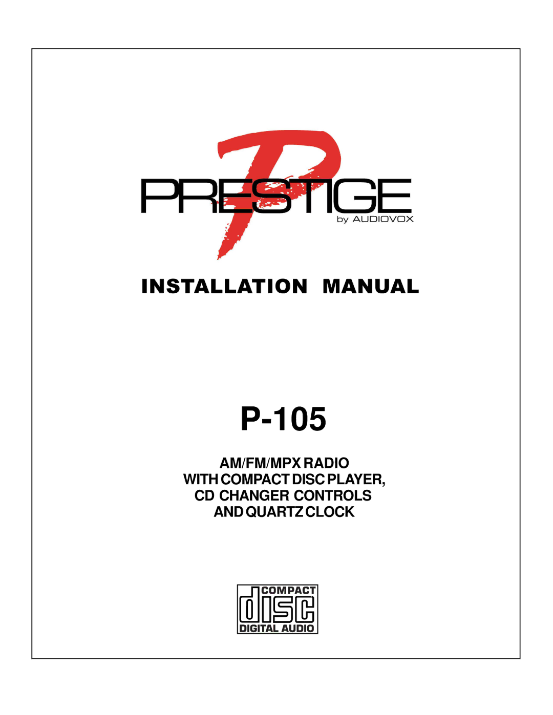 Audiovox P-105 installation manual 