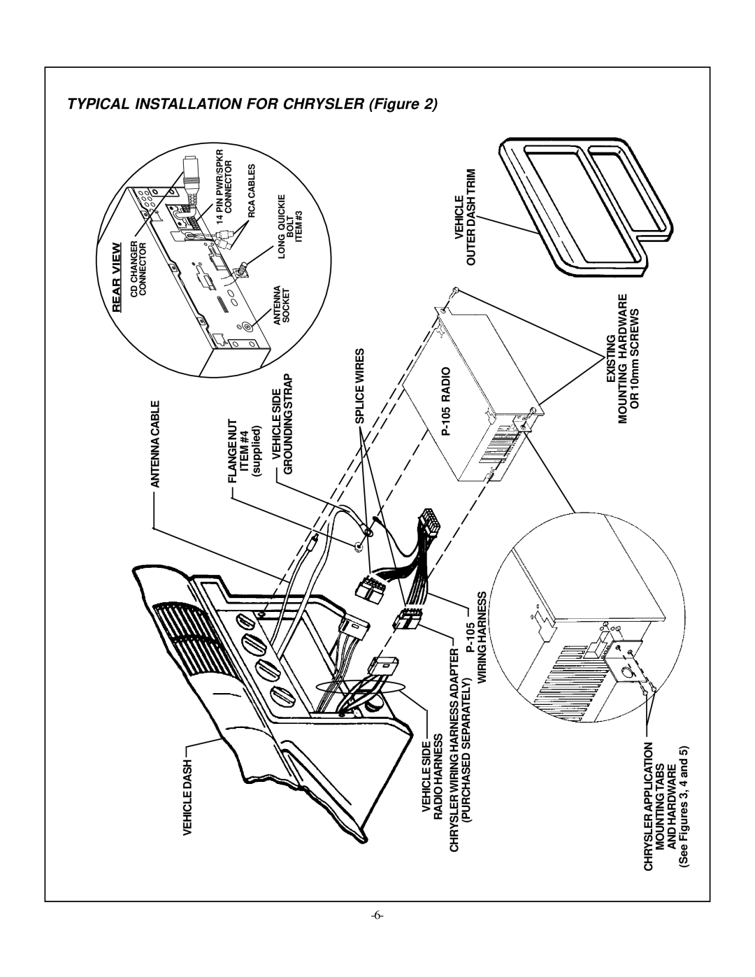 Audiovox P-105 installation manual Installation, For, Chrysler 