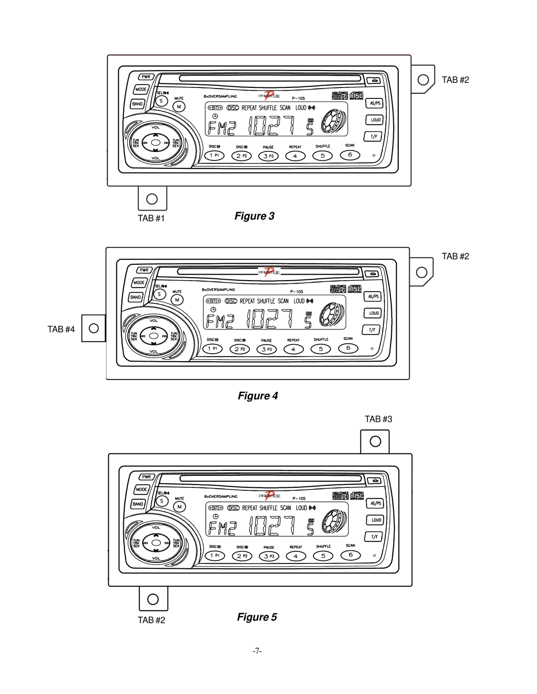 Audiovox P-105 installation manual TAB #2 TAB #1 TAB #4 TAB #3 