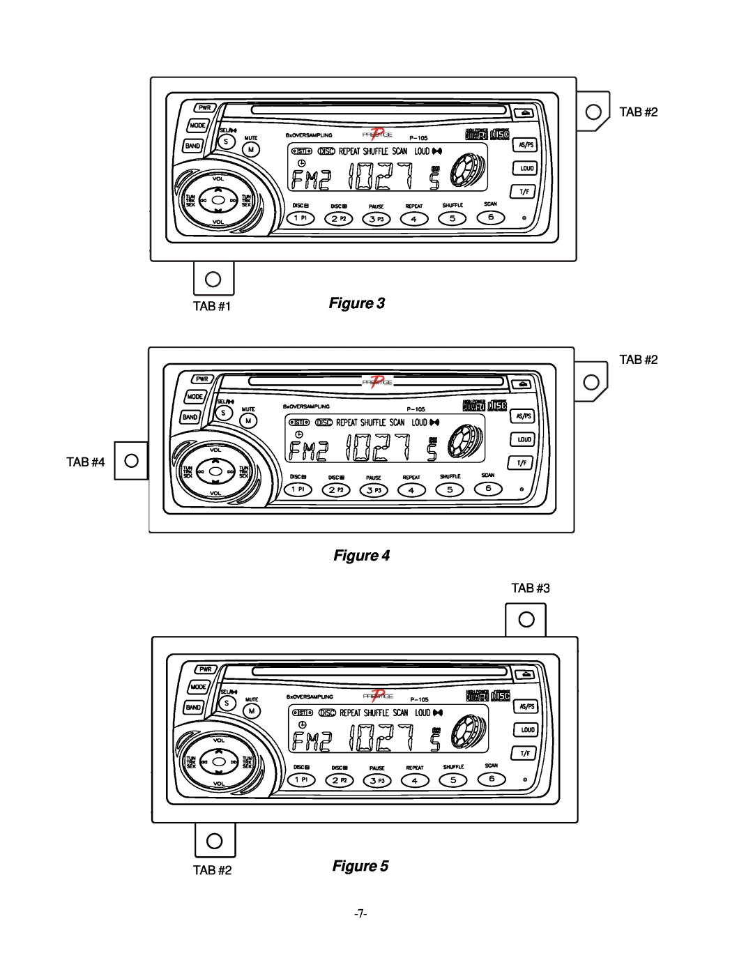 Audiovox P-105 installation manual TAB #1, TAB #2 TAB #4, TAB #3 