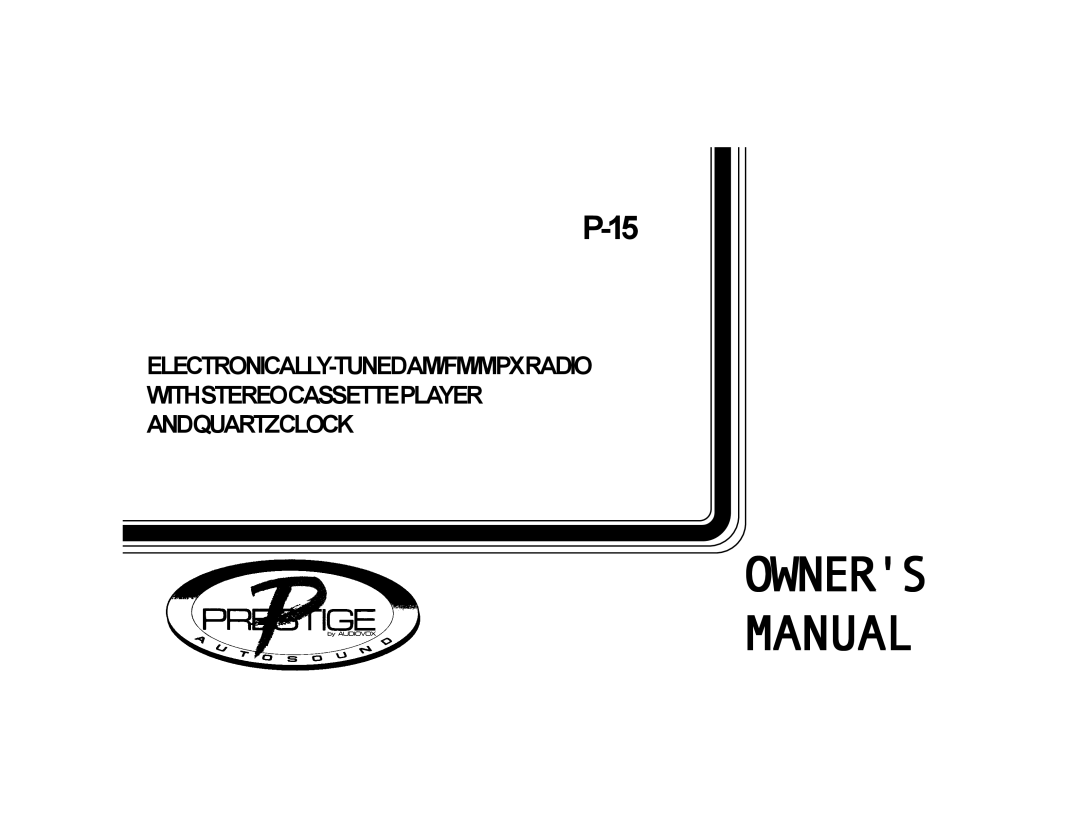 Audiovox P-15 owner manual Owners Manual 