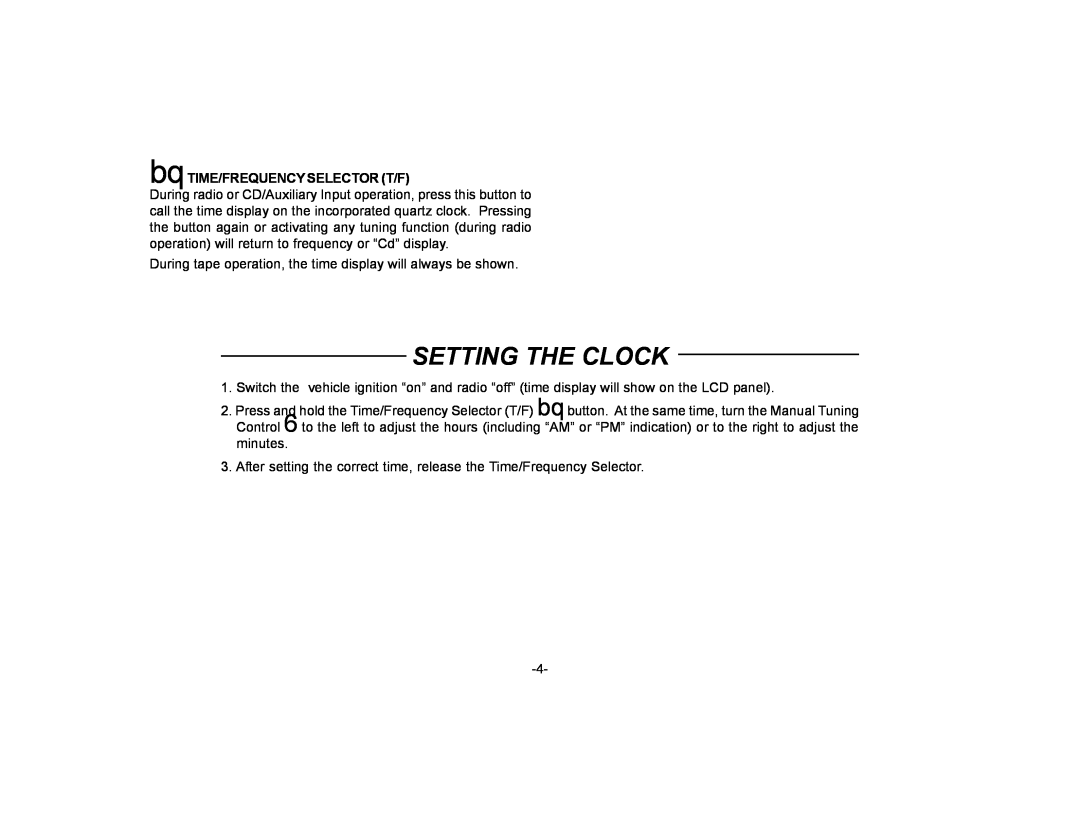 Audiovox P-15 owner manual Setting The Clock 