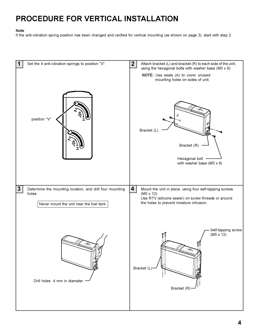 Audiovox AUDIOVOX COMPACT DISC CHANGER SYSTEM, P-150 installation manual Procedure for Vertical Installation 