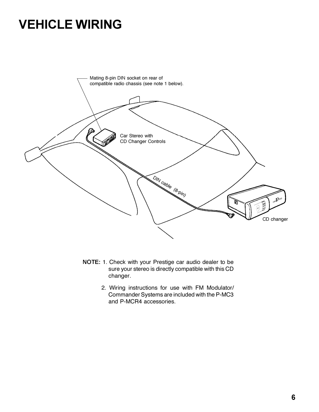 Audiovox AUDIOVOX COMPACT DISC CHANGER SYSTEM, P-150 installation manual Vehicle Wiring 