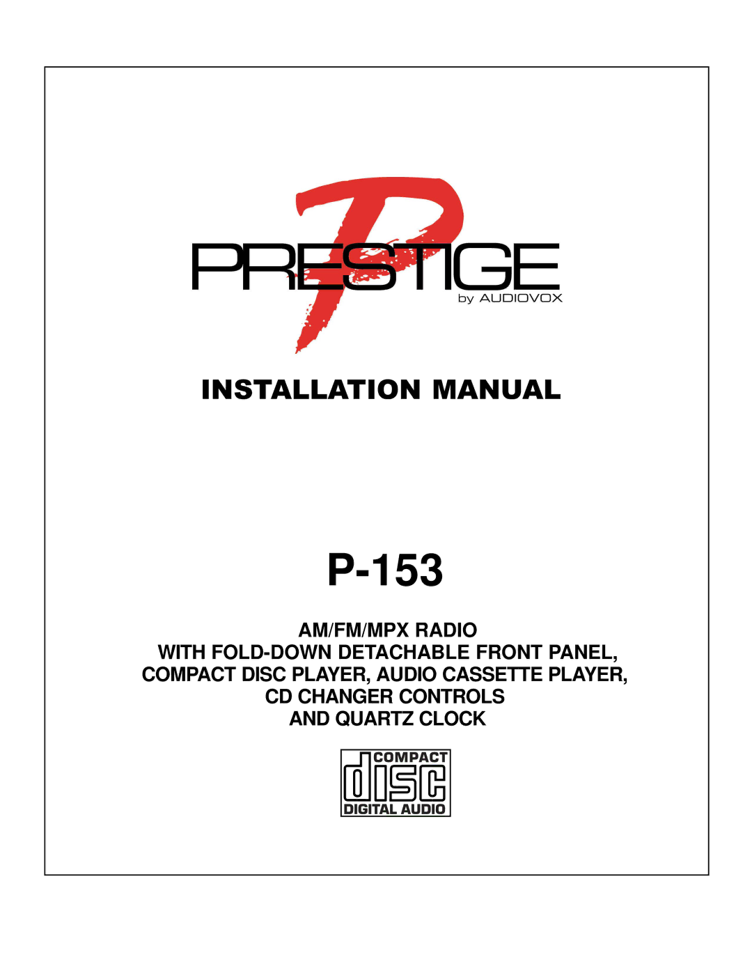 Audiovox P-153 installation manual 