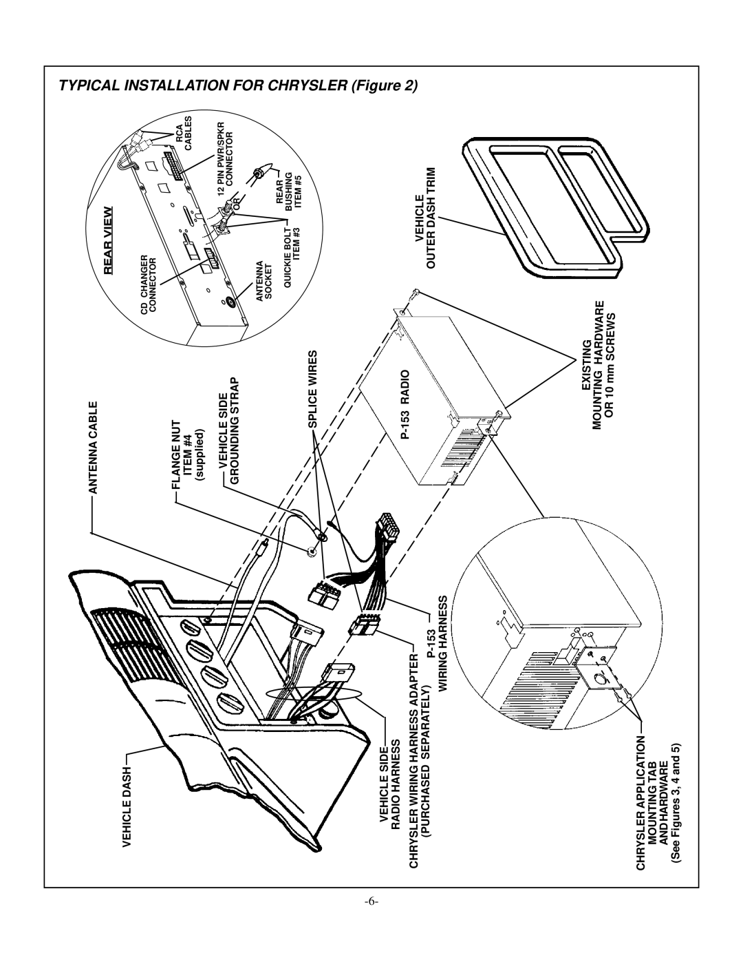 Audiovox P-153 installation manual For, Chrysler 