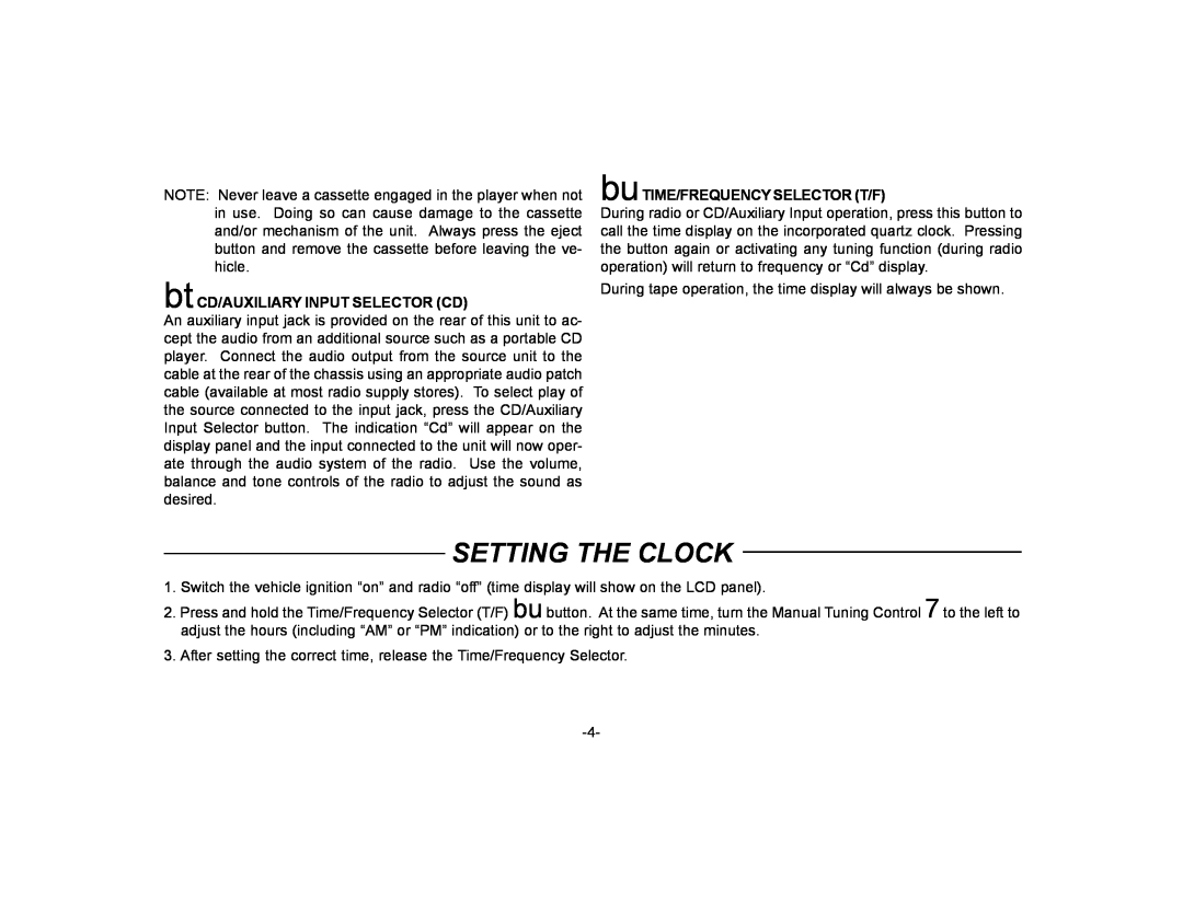 Audiovox P-25 owner manual Setting The Clock 