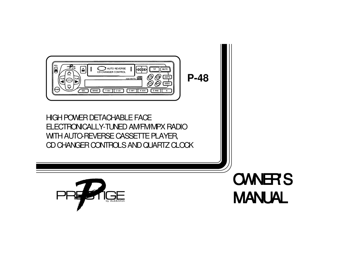 Audiovox P-48 manual Owners Manual 