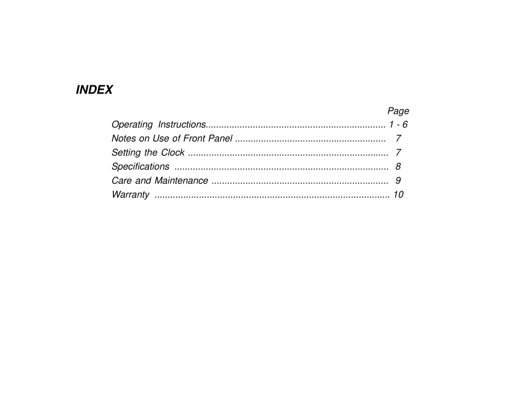 Audiovox P-48 manual Index 