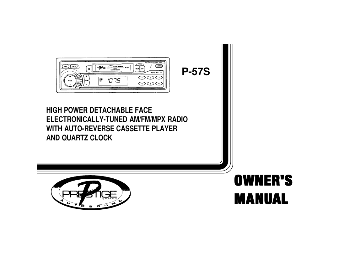 Audiovox P-57S manual Owners Manual 