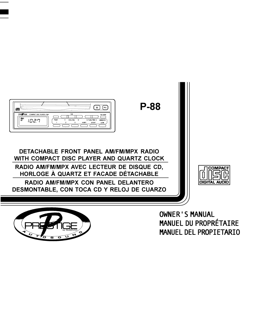 Audiovox P-88 owner manual Manueldelpropietario 