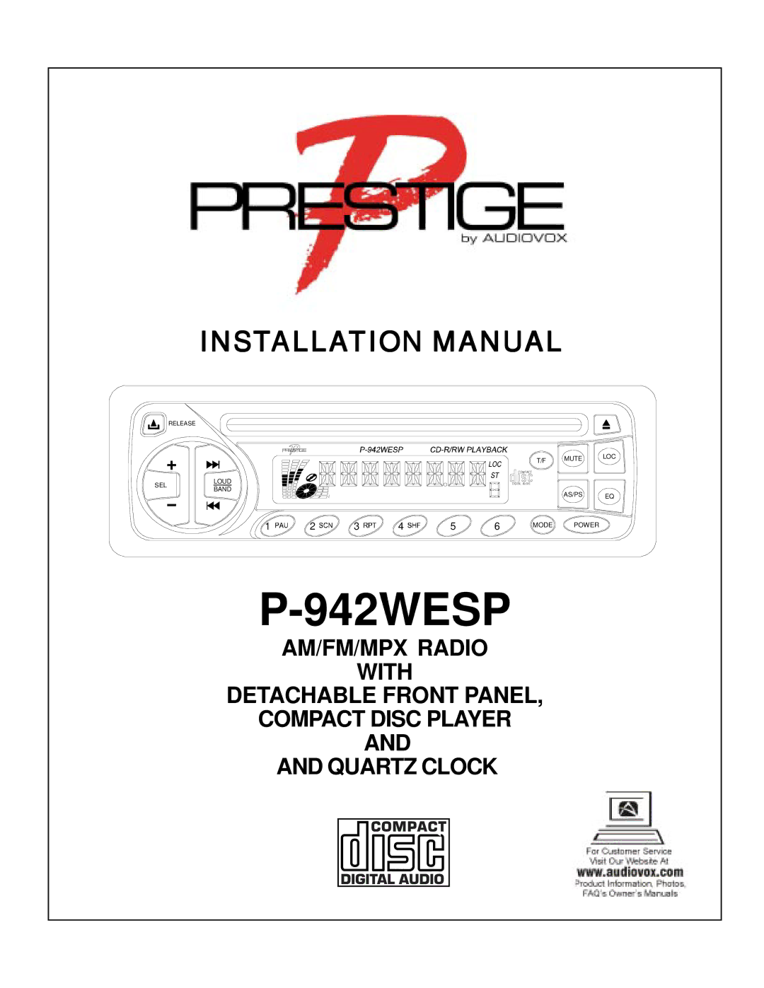 Audiovox P-942WESP manual 