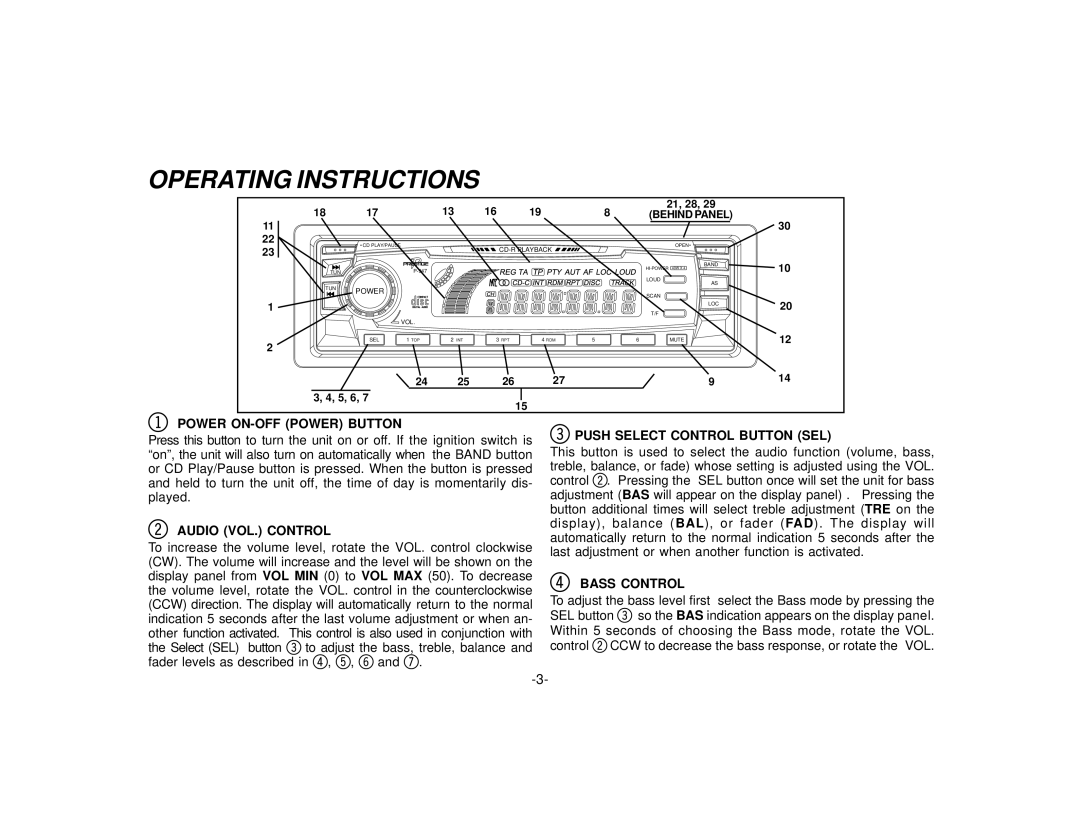 Audiovox P-947 owner manual Operating Instructions, 21, 28 