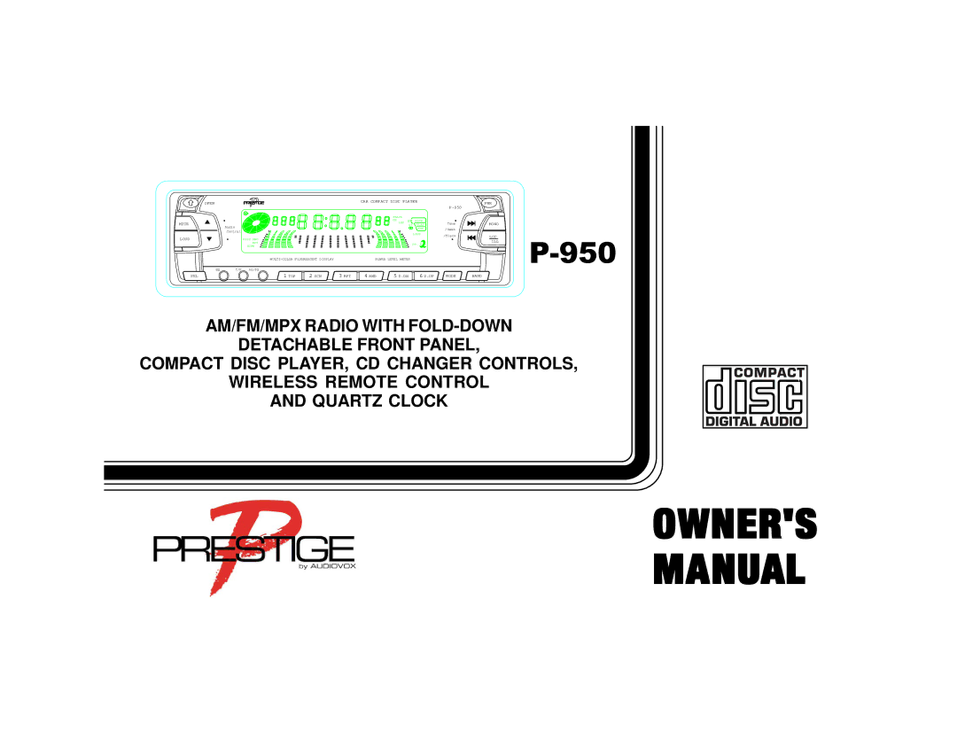 Audiovox P-950 manual Owners Manual 