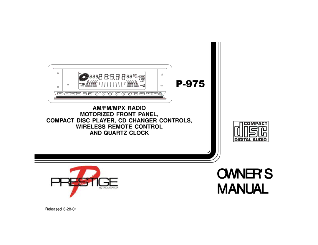 Audiovox P-975 manual Owners Manual 